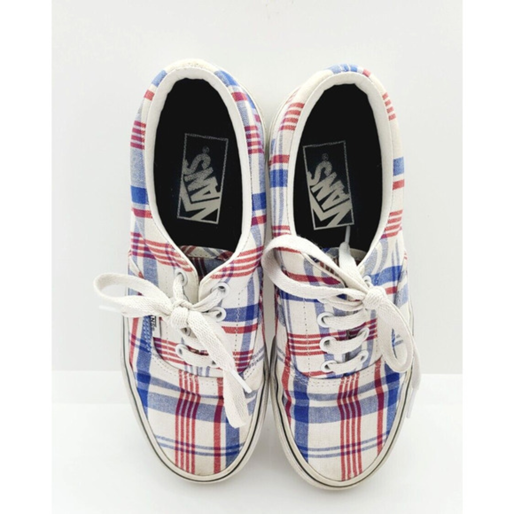 Vans Era Plaid Red White Blue Low Top Skate Shoes US Women 5 Men 3.5 721454